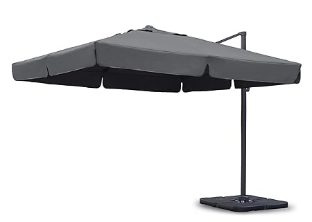 Sekey Sonnenschirm 300 x 300 cm Aluminium-Sonnenschirm Marktschirm Gartenschirm Terrassenschirm Ampelschirm Kurbelschirm Grau