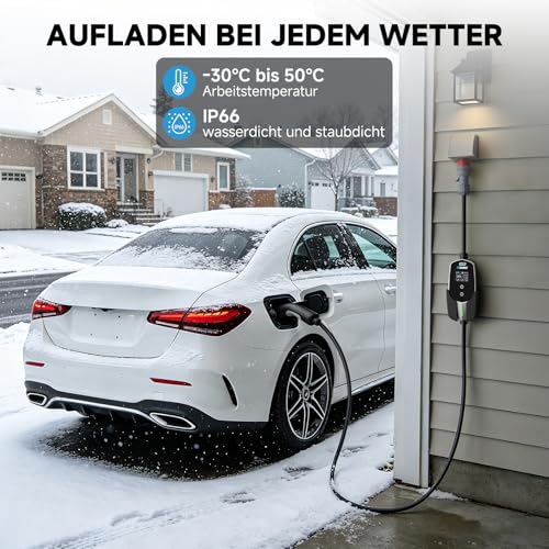 EVDANCE Mobile Wallbox/Charging Station 11 kW [3-Phase|7.8 m|6-16A] Type 2 Charging Cable CEE 16A to Type 2 with Adjustable Charging Power for Electric Car, Silver
