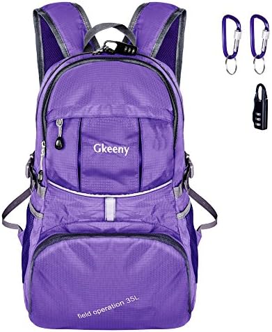 Gkeeny Lightweight Foldable Backpack 35L Ultralight Waterproof Travel Hiking Camping Backpack Daypack