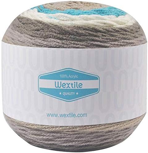 Big Cakes Self Striping Yarn- 2 Packs Wextile Acrylic Multicolor Wonderful Knitting Roll Perfect for Crochet & Knitting, 350 Meters 380 Yards per Ball (#3)