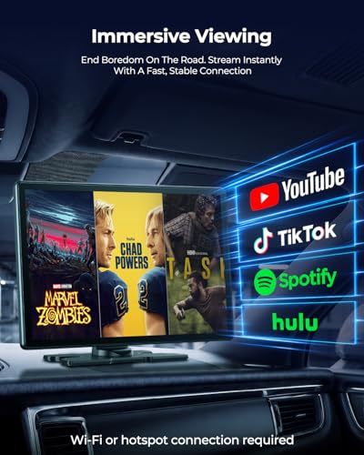 LAMTTO 11 Inch Wireless Carplay Screen for Car with YouTube & TikTok Video Apps,Portable Apple Car Play & Android Auto with Backup Camera/Navigation/In-Cell Touchscreen/Voice Assistant/OTA/Bluetooth