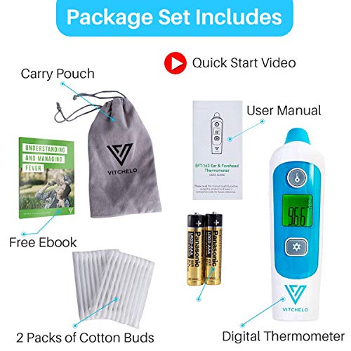 Digital Forehead and Ear Thermometer for Babies, Infants, Kids & Adults - FDA Approved Medical Grade Infrared Thermometer with Fever Alarm, Instant Accurate Reading and Memory Function