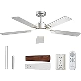 addlon Ceiling Fans with Lights, 52 inch Silver Ceiling fan with Light and Remote Control, Reversible, 3CCT, Dimmable, Noiseless, Ceiling Fan for Bedroom, Farmhouse, living room, Indoor/Outdoor Use