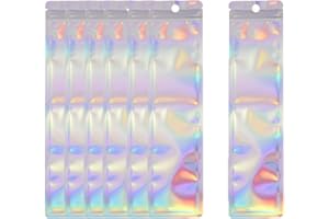 100 Pcs Resealable Foil Pouch Bag Pen Bags Holographic Zipper Storage Bags Pen Packaging Bags for Pen Jewelry Cosmetic Small 