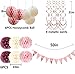 Famoby Dusty Rose Blush Pink Cream White Poms Honeycomb Balls Kit Rose Gold Banner Triangle Flags Hanging Swirls for Wedding Valentine's Day Bridal Shower Baby Shower Birthday Party Decorations