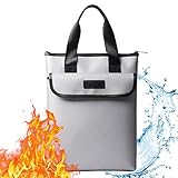 Rusuer Fireproof Bag 2 Pockets Fireproof Document Bags Safe Silicone Coated Water & Fire Resistant Briefcase Large Storage Zipper Closure for Money, Documents, Jewelry and Passport 15