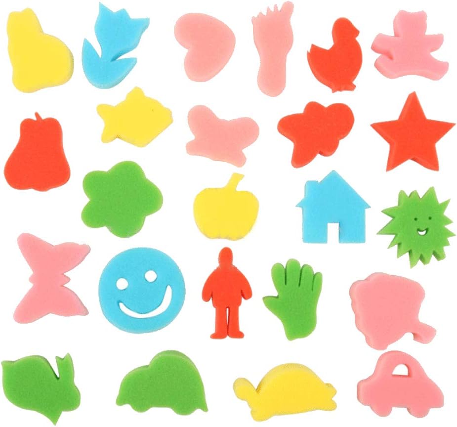 FOVERN1 60 Pieces Sponge painting for Toddlers Painting Brushes Kits for Kids Foam Paint Brushes Set - Image 3