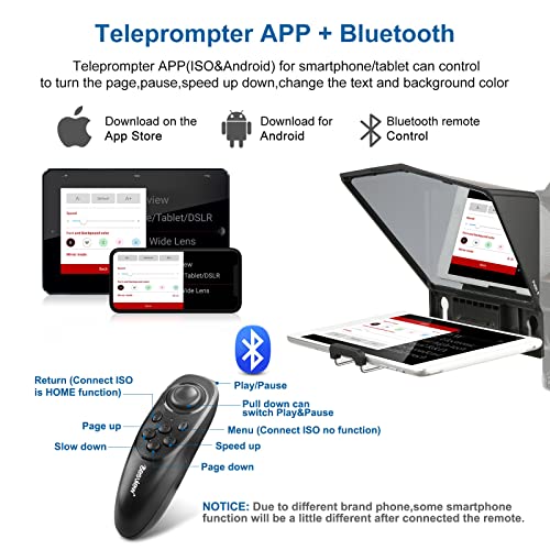 DF DIGITALFOTO Desview T2 Teleprompter, 8" HD Display Glass Teleprompter with Remote Control, Compatible with Smartphone/Tablet/DSLR Camera for Online Teaching, Live Streaming, Video Recording