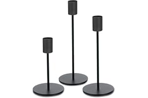 BOTSROOM Black Candlestick Holders for Taper Candles Set of 3, Metal Tapered Candle Holders, Tall Candle Sticks Holder Decor for Wedding, Dinning, Party, Anniversary, Fits 3/4 Inch Thick Candle