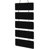 Fuutreo 1 Set 11.81 x 4.72 Inches Double Sided Hanging Chalkboard Sign, A | Wooden Message Board, Double Sided Erasable Wooden Sign Boards with Rope, Rustic Farmhouse for Restaurant Menu Wedding Wall