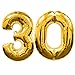 Giant 30th Gold Number Mylar Balloons for Birthday Party 40 inch 3 and 0 Balloon Decorations Dirty 30 with Alcohol Breathalyzer