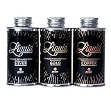 MTN Liquid Metallic Permanent Paint Refill 200ml Set 3 Colors Gold, Silver, and Copper Permanent Alcohol Based Professional Paint for Graffiti Urban Street Art Markers, Squeezers, Brushes, and Mops.