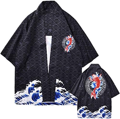 LOOKAA Summer Japanese Five Point Sleeves Kimono Cloak Jacke Top Blouse Sweater for Mens and Womens