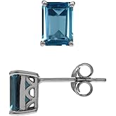 Silvershake 7X5mm Octagon Shape Gemstones White Gold Plated or Yellow Gold Plated 925 Sterling Silver Scroll/Filigree Everyday Wear Stud Post Earrings Jewelry for Business Attire Women or Teens