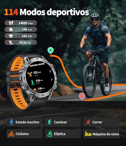 1000 mAh Men's Smart Watch, 1.7 Inch Smartwatch Men with Bluetooth Calls, Military LED Flashlight, 100+ Sports Modes, Fitness Watch, Heart Rate Monitor/Sleep Monitor, Men's Watch Android iOS