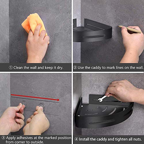 Orimade Adhesive Corner Shower Caddy Organizer Shelf Rustproof No