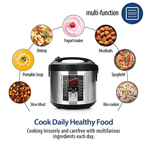 Comfee MB-M25 20 Cup (Cooked) Professional Digital Rice Cooker, Multi Cooker, Food Steamer, Stainless Steel Exterior (Renewed) - Thumbnail 2