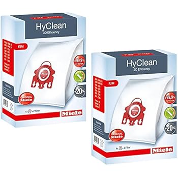 Miele HyClean 3D Efficiency Dust, Type FJM, 8 Bags & 4 Filters, Red