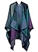DJT Women's Plaid Pattern Wrap Shawl Poncho Cape