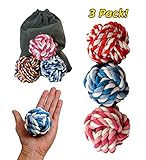 PetToys Rope Ball Dog Toy (3-Pack) Colorful and Interactive | Training, Fetch, Tug of War Play | Pure Cotton Fibers Clean Teeth and Gums
