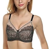 Fanala Women's Lace Underwire Lace Sheer Minimizer Push Up Bra