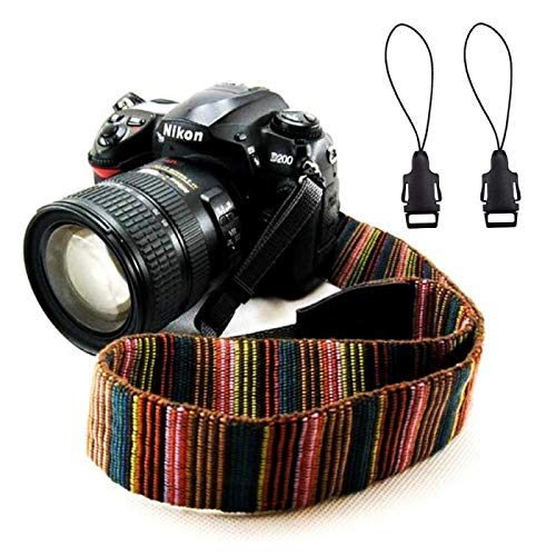 Wanby Camera Soft Bohemia Shoulder Neck Universal Camcorder Belt Strap Vintage Antislip Belt for All DSLR Camera Canon Nikon Sony Pentax Fujifilm Colorful (Multicolor)