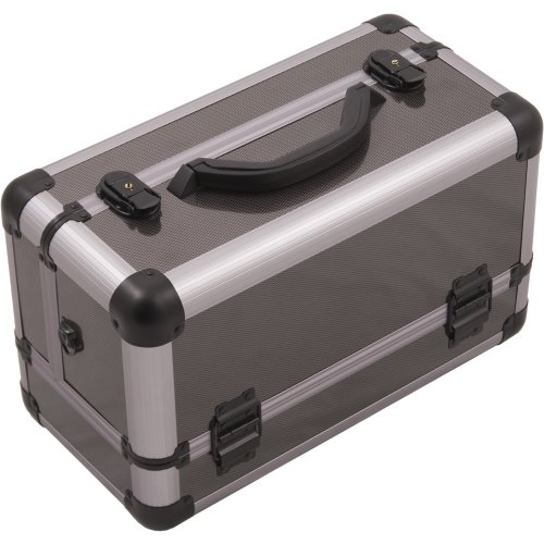 Hiker HK3101ASBY HK3101 3-Tier Professional Aluminum Case with Extendable Trays and Brush Holder, 15-Inch, Smooth Pattern, Gun Metal