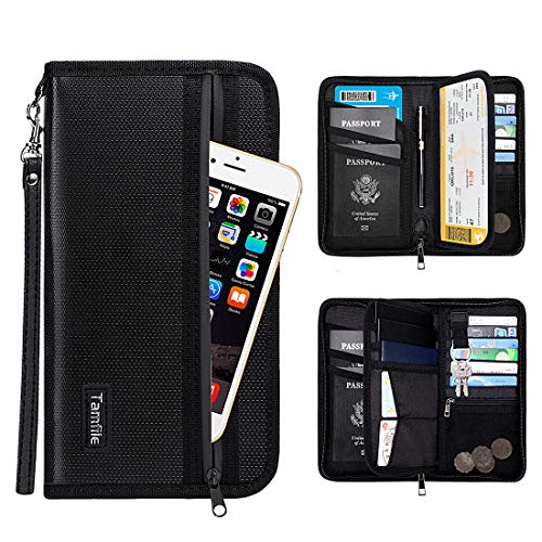 Passport Holder RFID Travel Wallet Waterproof & Fireproof Tickets Itinerary Document Organizer