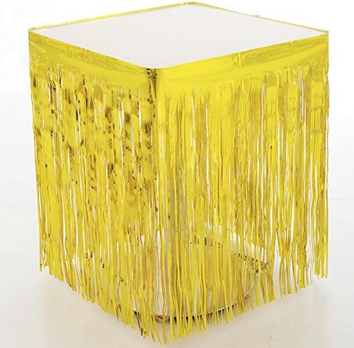 Bilipala Gold Fringe Table Skirt Metallic Foil Fringe,Tinsel Table Skirt,Gold Metallic Party Table Skirt(2-Pack Gold)