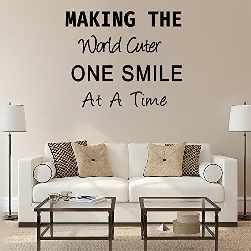Making the world cuter one smile at a time Vinyl Wall Art Inspirational Quotes and sayings Home decor Decal Sticker Size: 24'' X 24''