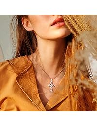 Carleen - Collar con colgante de corazón de plata de ley 925 chapado en oro blanco para mujer, 16.0 in + extensión de 2.0 in