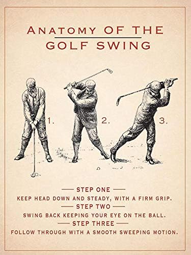 Losea Anatomy of The Golf Swing Vintage Retro Rustic Metal Tin Sign Pub Wall Deor Art 12x8 Inches (30x20cm)