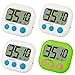 FOREV 11 Kitchen Timer 4 Pack Small Digital Electronic Loud Alarm, Magnetic Backing, ON/Off Switch, Minute Second Countdown, White, Blue and Orange (3 Wh, Muffin Cups