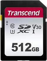 Transcend 512GB SDXC U3 V30 Memory Card 100MB/s for Digital Cameras