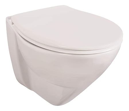 AQUASU Komfort Wand-WC Lidano 2.0 / +6 cm erhöht / Weiß / Tiefspüler / Toilette / Inklusive Sitz mit Absenkautomatik