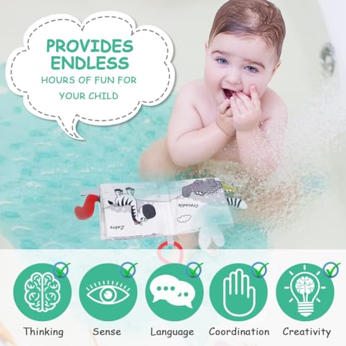 Crinkle Soft Baby Books, 3D Touch and Feel High Contrast Cloth Book, Sensory Baby Toys for 0-6-12 Months, Early Learning Stroller Toys, Ideal Gifts for Infants and Toddlers