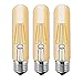 ZYCYLIGHT T10 4W Tubular LED Bulb, Dimmable Led Edison Bulb,Led Filament Bulb, T10 Nostalgic Led Bulb, E26 Medium Base, 40 Watt Bulb Equivalent, 2700K Warm White,400LM,Amber Glass Cover, 3-Pack