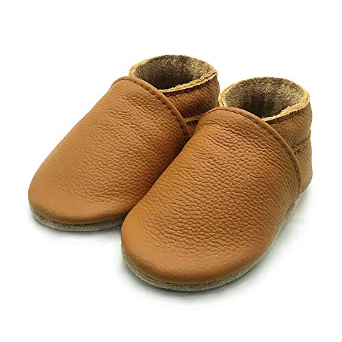 Owlowla Baby Soft Sole Leather Crib Shoes Infant Toddler Pre-Walker Shoes Boy Girl(F-Ginger,US4)