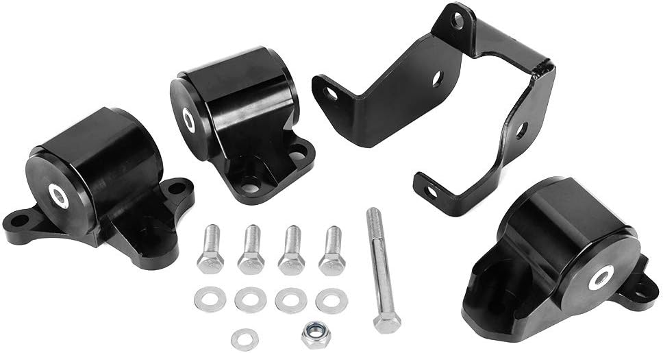 Gorgeri Engine Swap Motor Mounts,Aluminum B & D Series Engine Motor Mounts Bracket Kit Fit for civic 1996-2000 Black