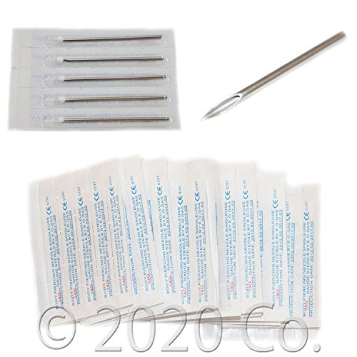100 Sterile Body Ear Navel Nipple Piercing Needles gauge 14G & 16G