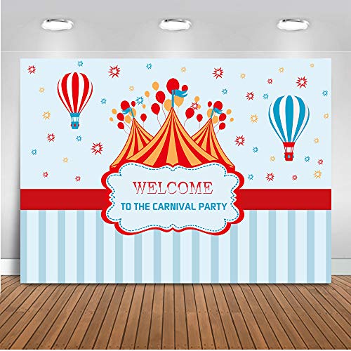 Mocsicka Circus Carnival Party Backdrop 7x5ft Colorful Hot Air