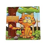 GOTD Cute Cat 9-Piece Wooden Jigsaw Puzzle