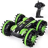 GotechoD RC Car Boat Remote Control Car Amphibious Stunt Car 4WD Off Road 2.4GHz Radio Controlled Monster Truck High Speed Double Side Race 360 Degree Rotates Green