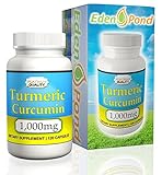 Eden Pond Turmeric Curcumin, 1000mg in Two Daily Capsules, 120 Caps