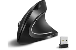 Vassink Ergonomic Mouse, Rechargeable Wireless Mouse, 2.4GHz Rechargeable Wireless Vertical Optical Mice with USB Receiver, 6 Buttons for Laptop, PC, Computer Black