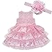 iEFiEL Baby Girls Embroidery Short Sleeves Sequins Bowknot Princess Pageant Wedding Communion Birthday Party Dress (6-12 Months, Pink Tutu + Headband)