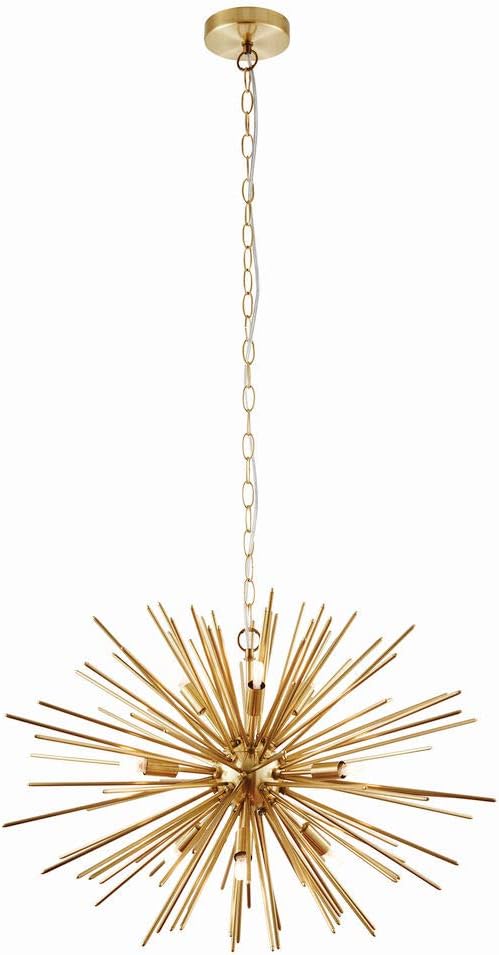 Satin Brushed Gold Sputnik Style Dimmable Pendant Adjustable Hanging Ceiling Light