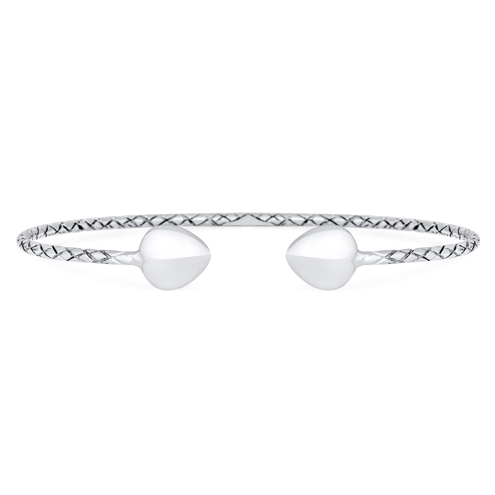 Bling Jewelry Boho Western Arrow Heart Tips Twist Design Stackable West Indian Bangles Bracelet For Women Teens Solid .925 Sterling Silver Strong 7.5 Inch Wrist