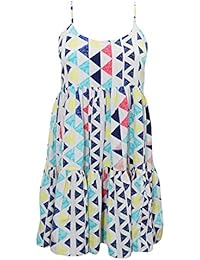 Womens Sundress Printed Blue Crossback Flare Loose Summer Sexy Tank Dresses