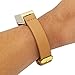 Bracelet for Fitness Trackers - The KATE Single-Strap Brushed Metal and Premium Vegan Leather Buckle Activity Tracker Bracelet - Alternative to Tory Burch (Tan and Gold, S/M)